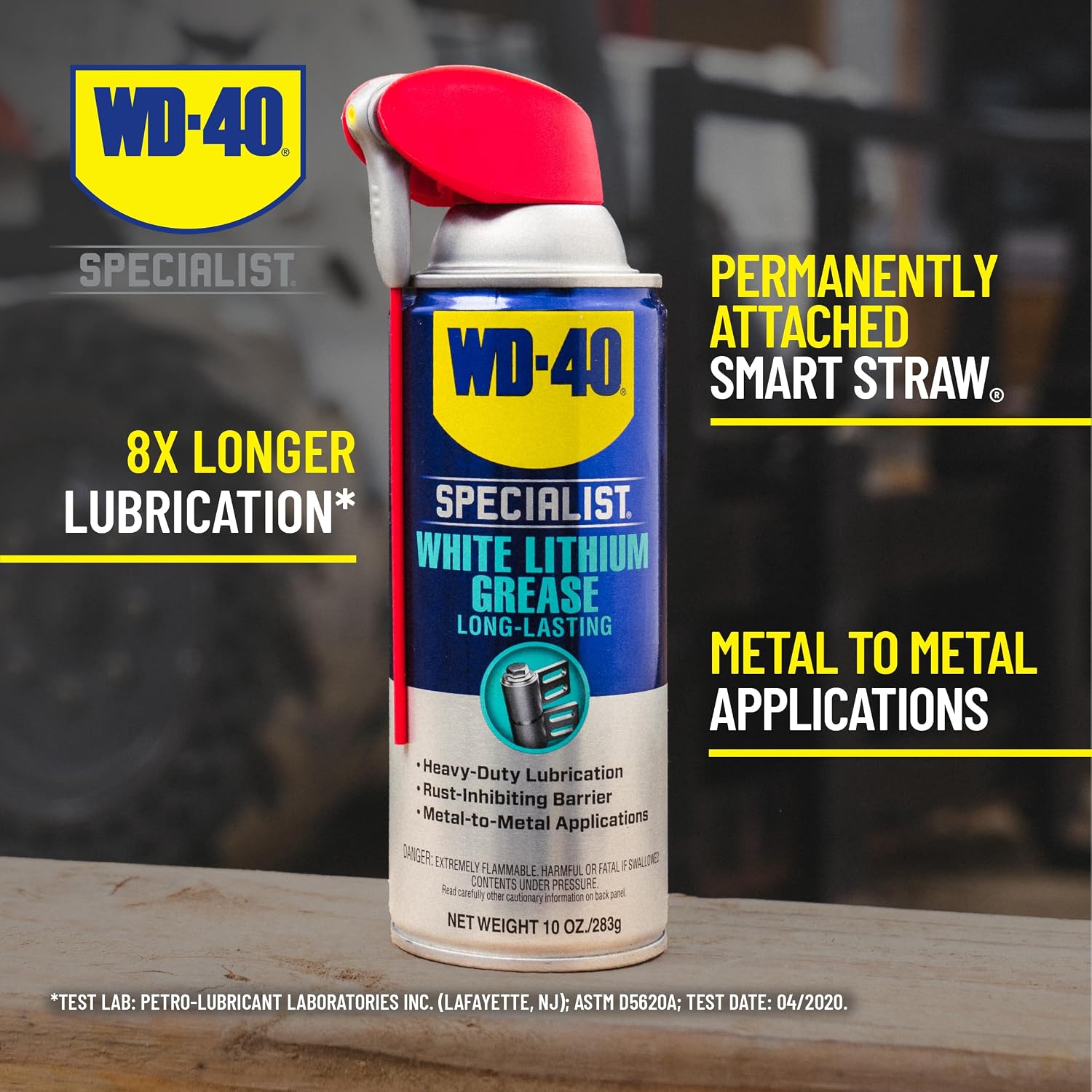 Heavy-Duty White Lithium Grease Spray with Dual-Action Straw – 10 oz