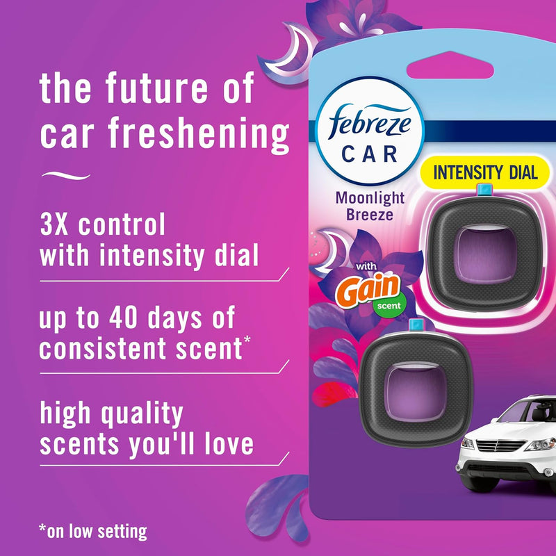 Febreze Car Vent Clips – Gain Moonlight Breeze, 3-Pack + Storage Case