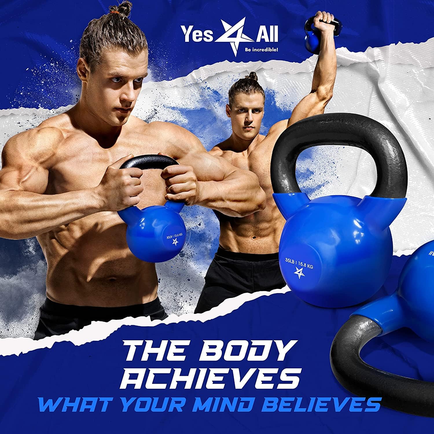 Yes4All Vinyl Coated Cast Iron Kettlebell
