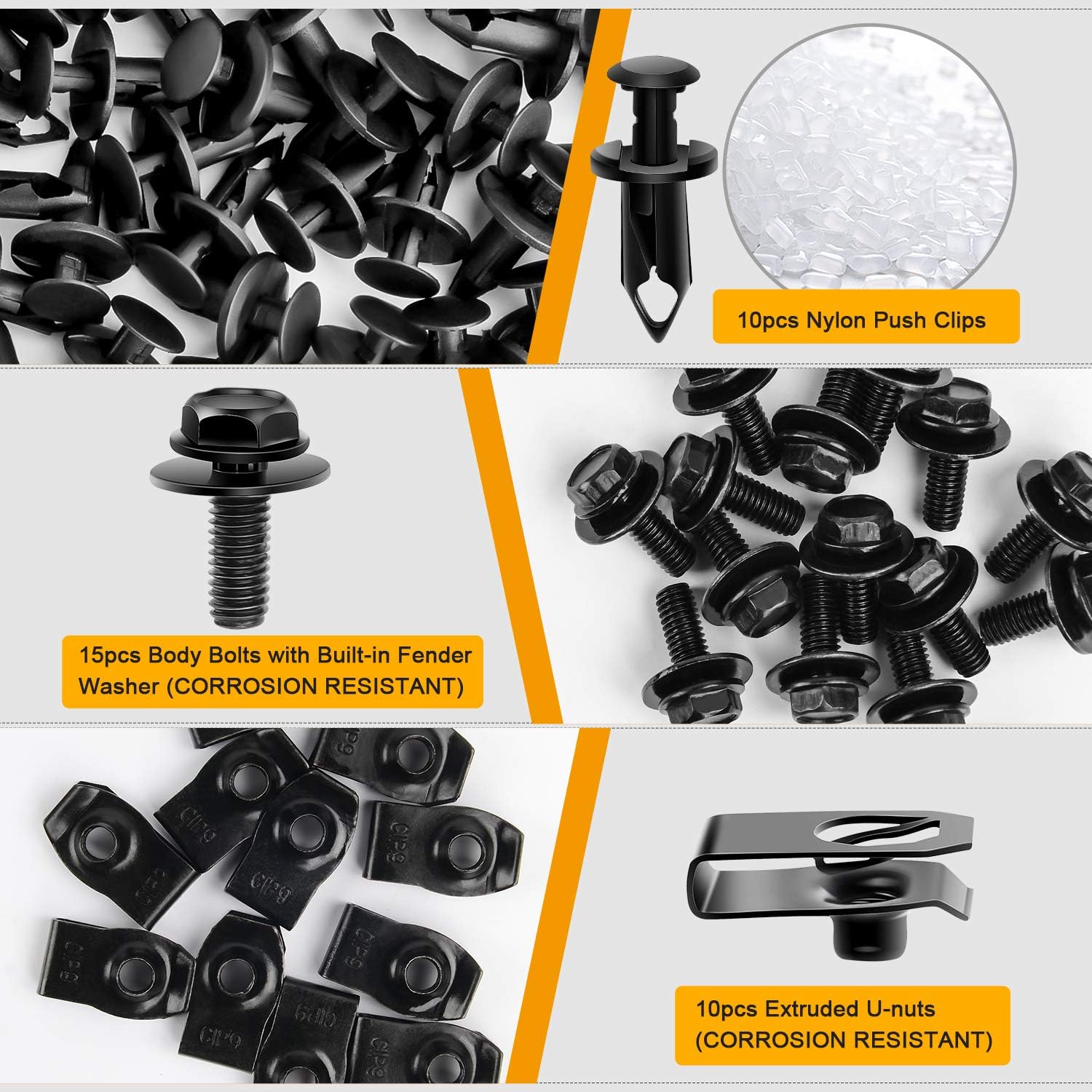 GOOACC GRC-70 Engine Under Cover Fastener Clips – 35-Piece