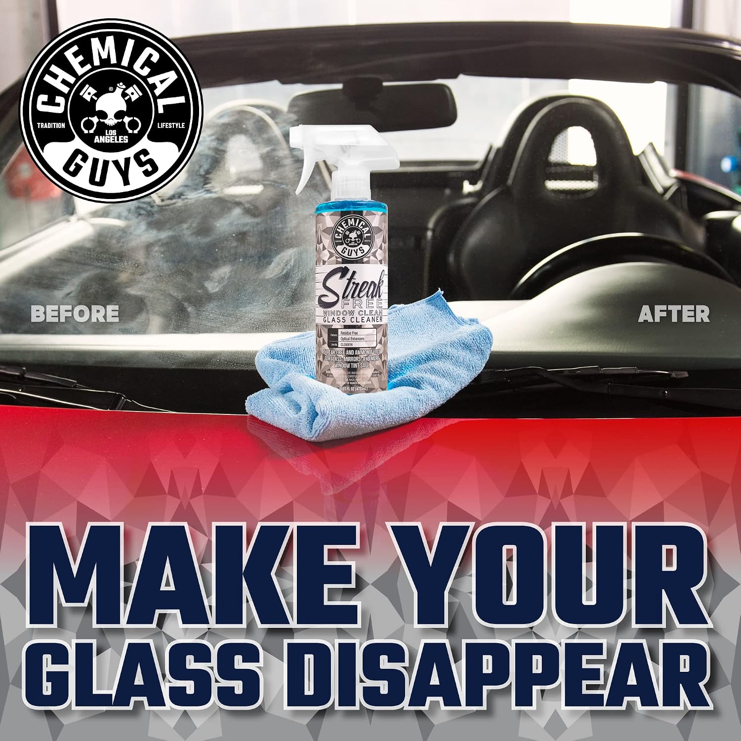 Chemical Guys Streak-Free Glass & Window Cleaner – 16 Oz