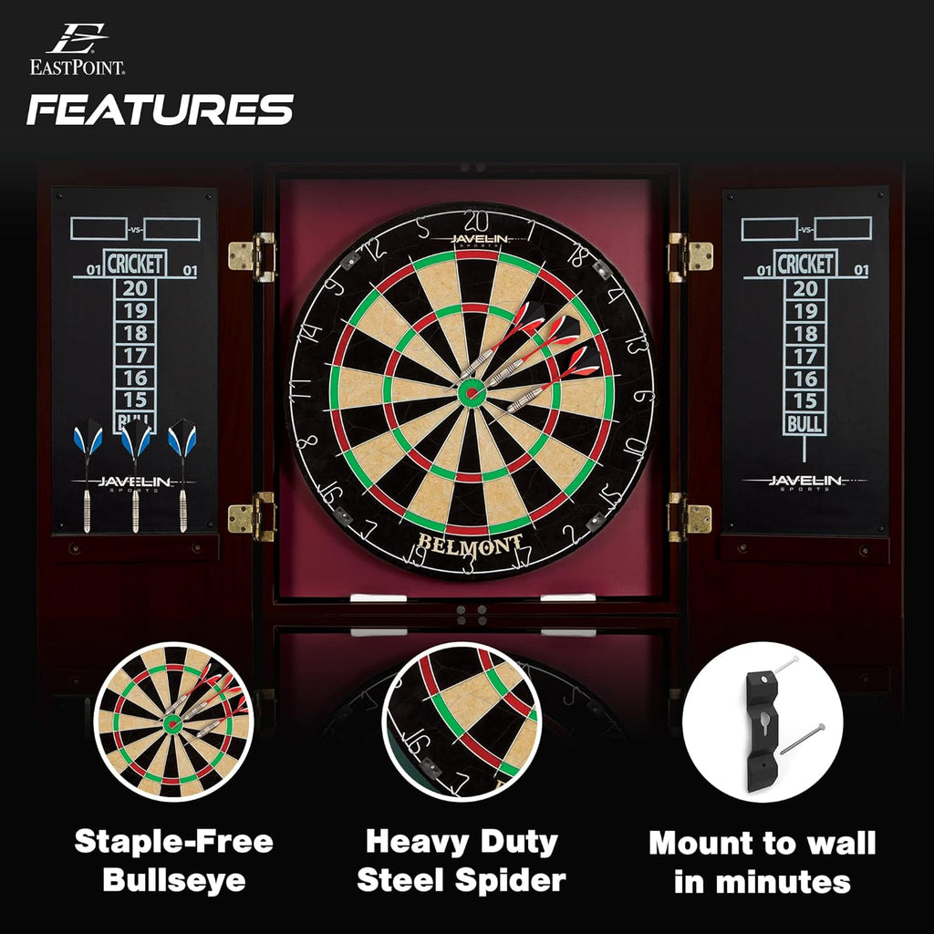 Official Size Dartboard Cabinet Set with Steel Tip Darts
