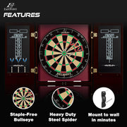 Official Size Dartboard Cabinet Set with Steel Tip Darts