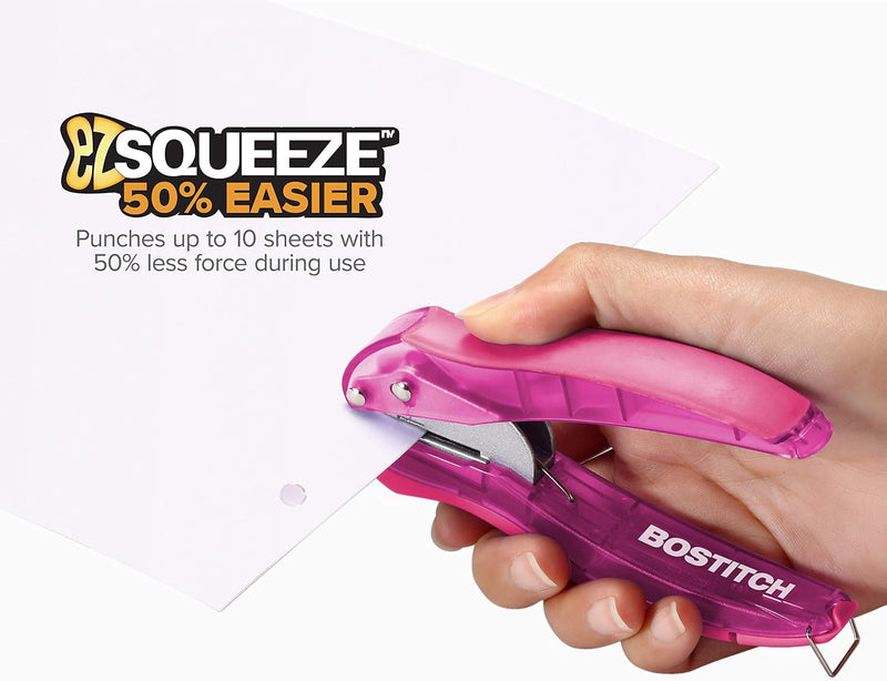 Reduced-Effort One-Hole Paper Punch – Assorted Color