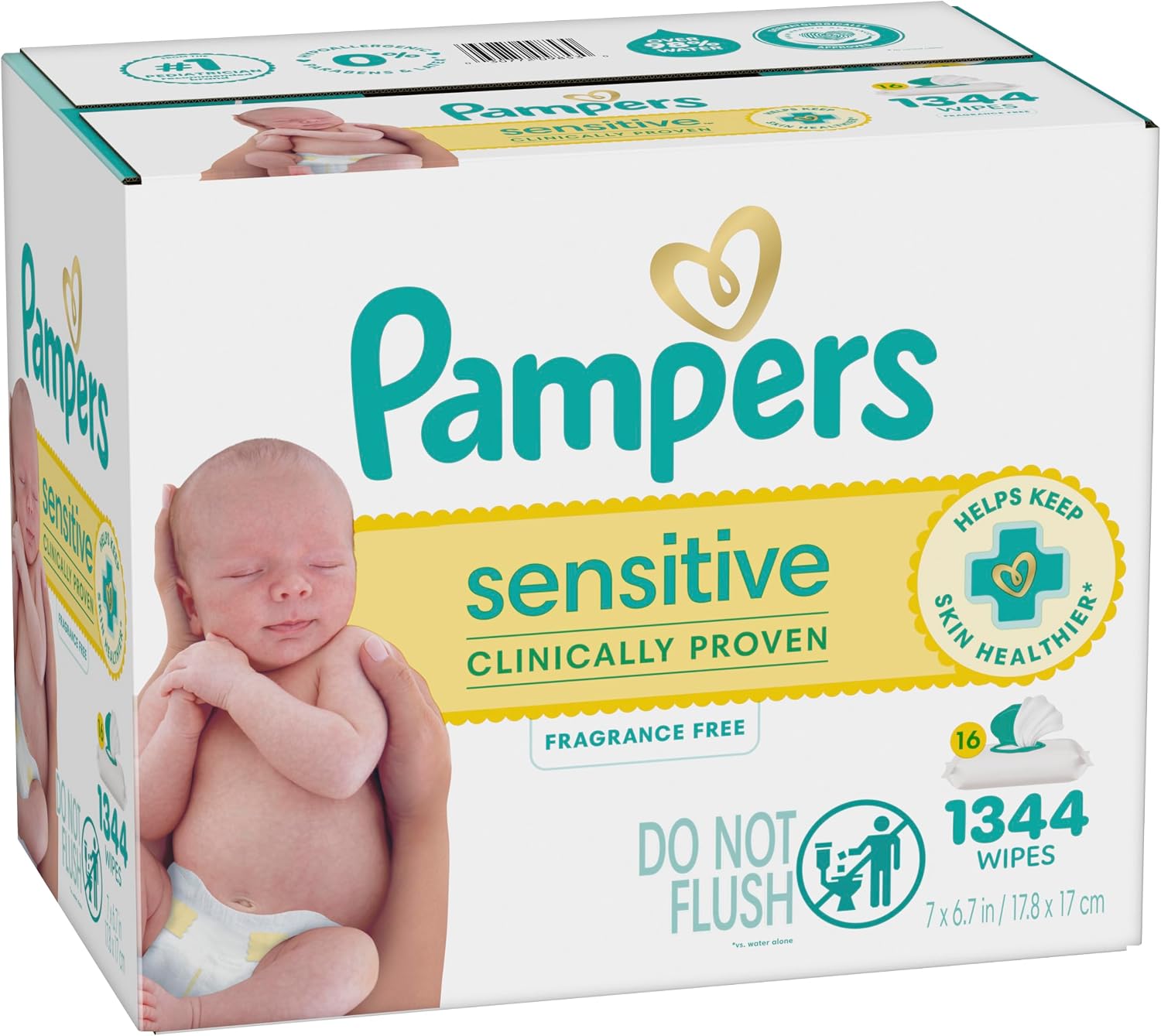 Sensitive Fragrance-Free Baby Wipes – 1344 Count, 24 Flip-Top Packs