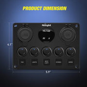 5-Gang Multi-Function Switch Panel with Dual USB Charger