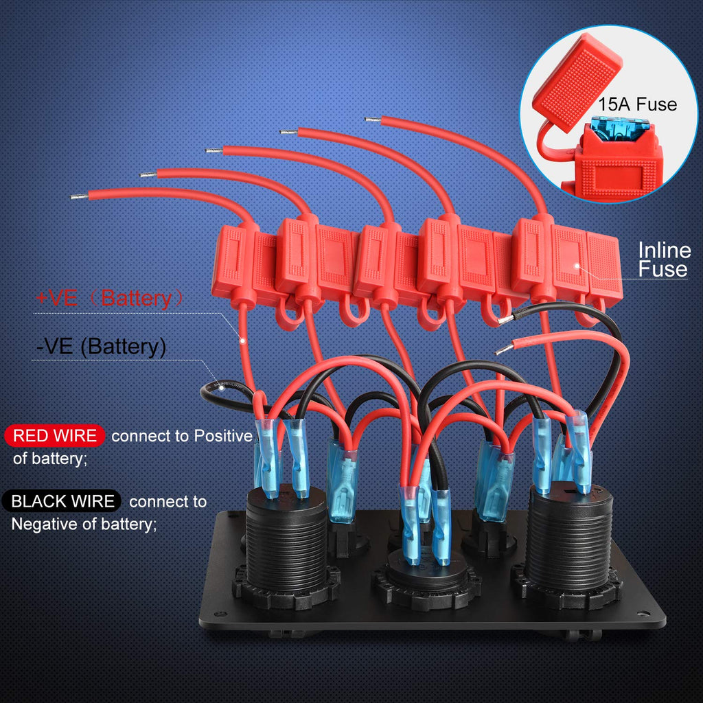 5-Gang Multi-Function Switch Panel with Dual USB Charger