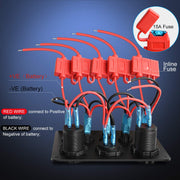 5-Gang Multi-Function Switch Panel with Dual USB Charger