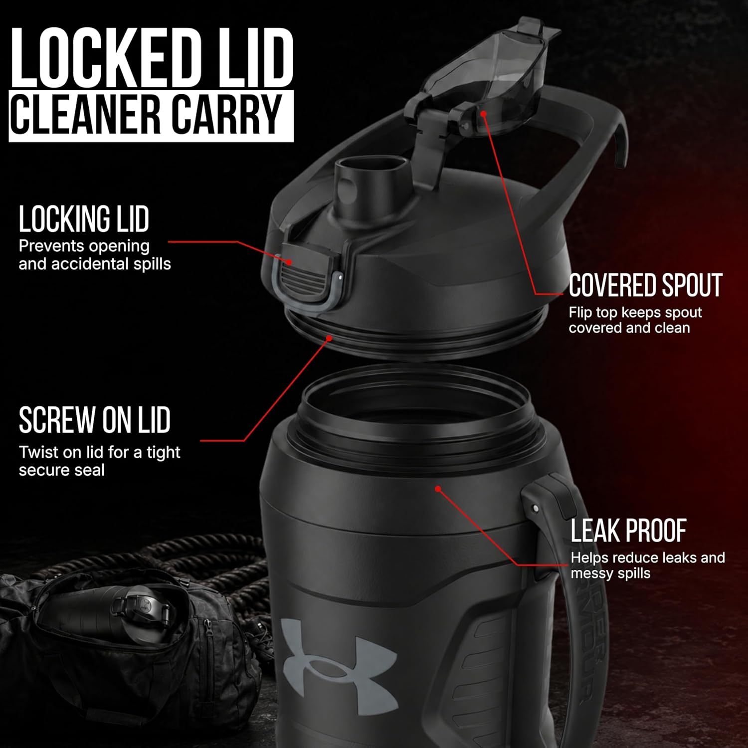 Insulated Half Gallon Sports Water Jug with Handle – 64 oz