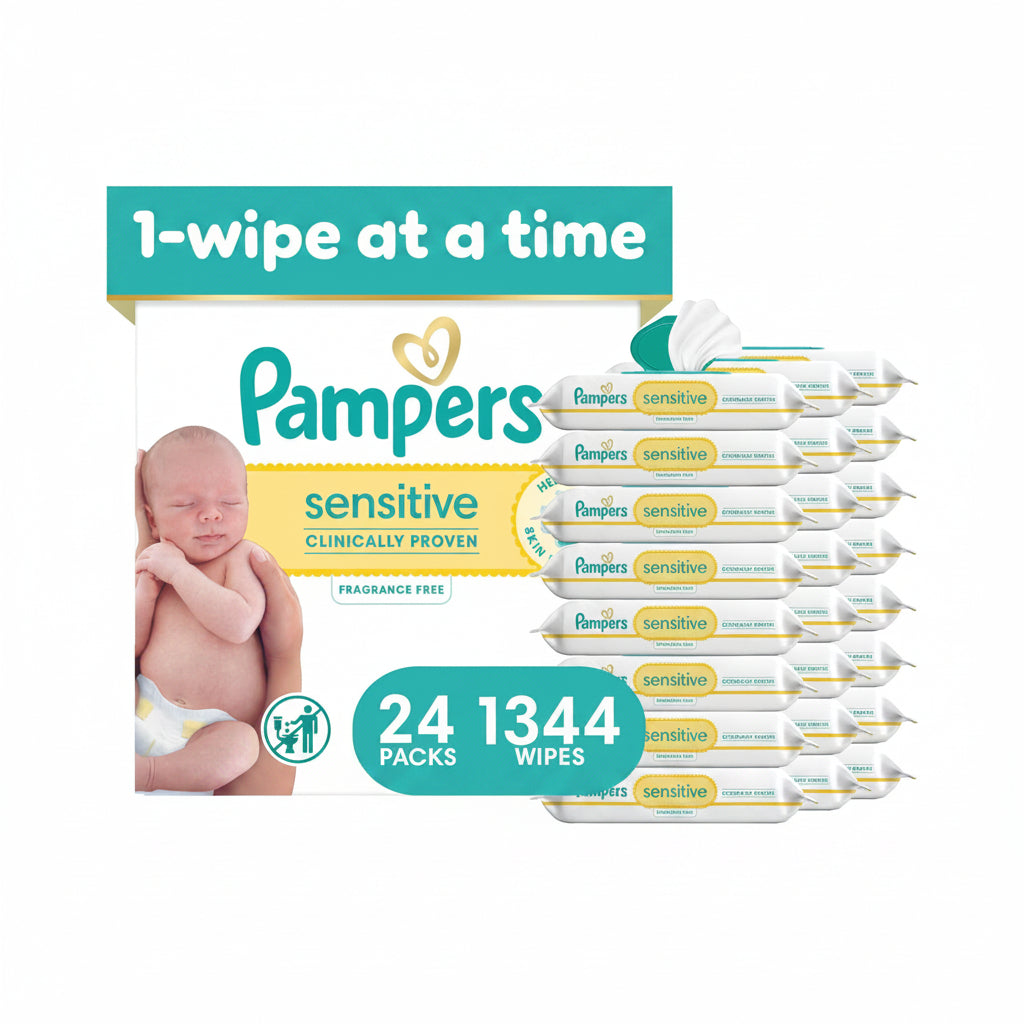 Sensitive Fragrance-Free Baby Wipes – 1344 Count, 24 Flip-Top Packs