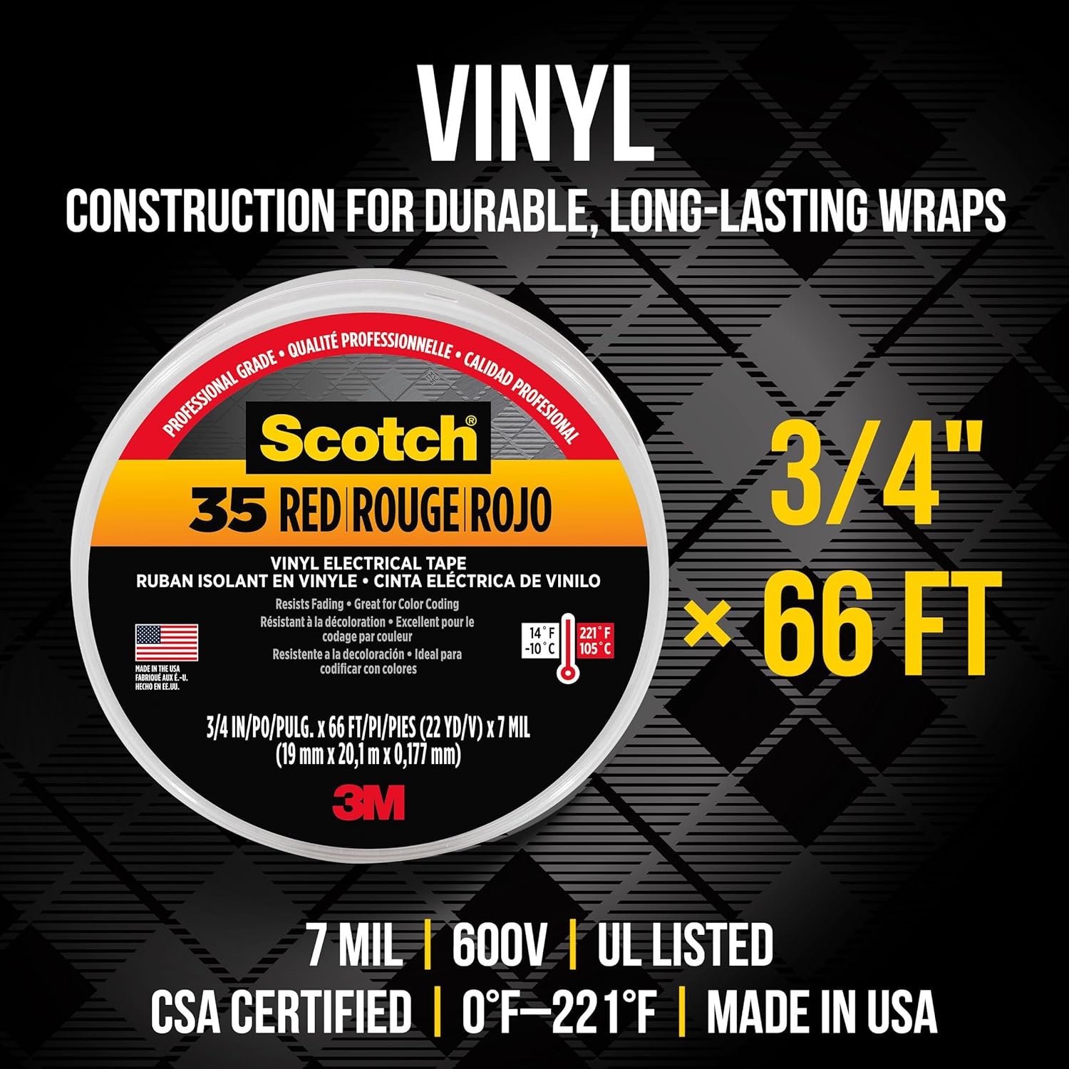 Scotch 35 Multi-Color Electrical Tape, 5-Pack