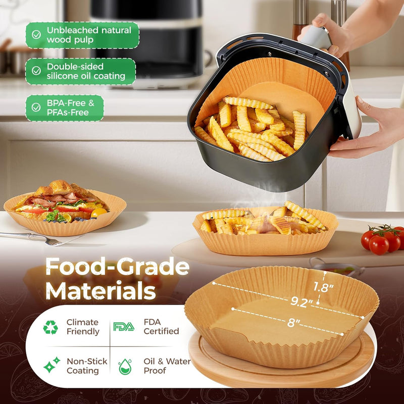 150-Piece Disposable Air Fryer Liners – 8-Inch Square