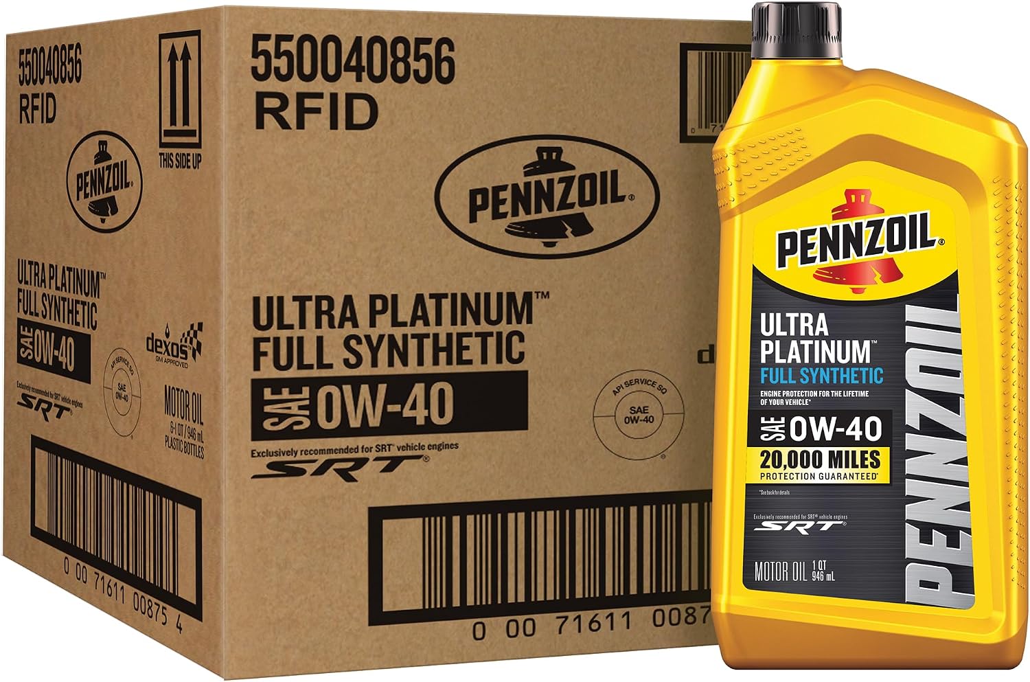 Pennzoil Ultra Platinum Full Synthetic 0W-40 Motor Oil – 6-Quart Pack