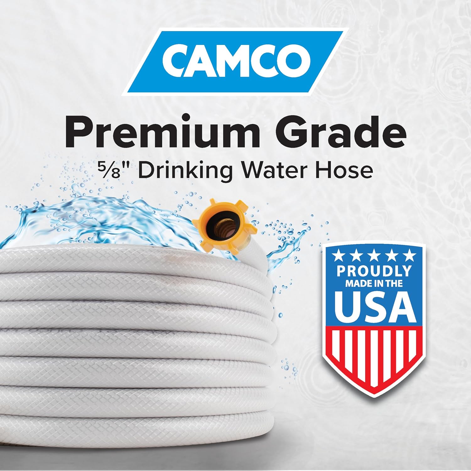 25-Ft RV Drinking Water Hose – 5/8” Reinforced PVC