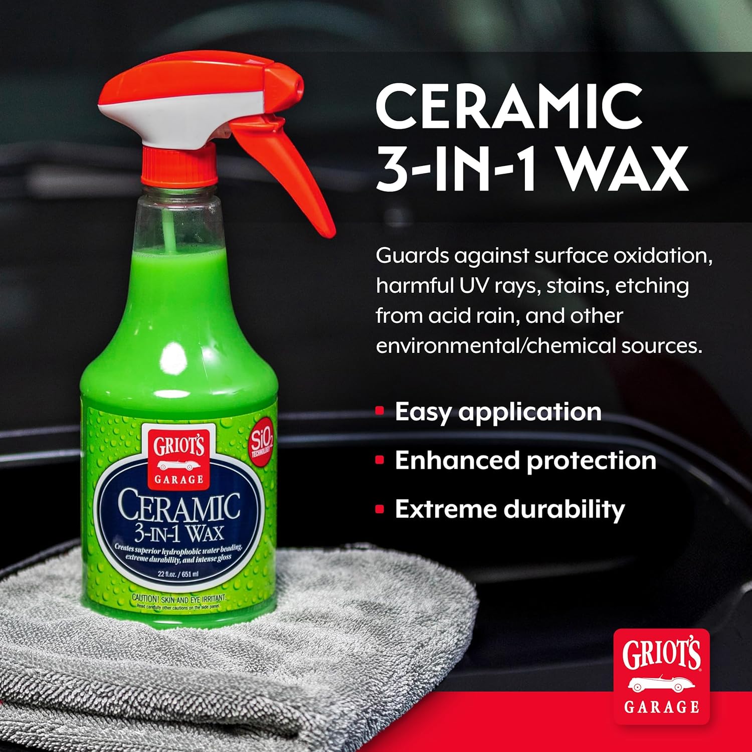 Griot’s Garage Ceramic 3-in-1 Wax – SiO₂ Spray, 22 Oz