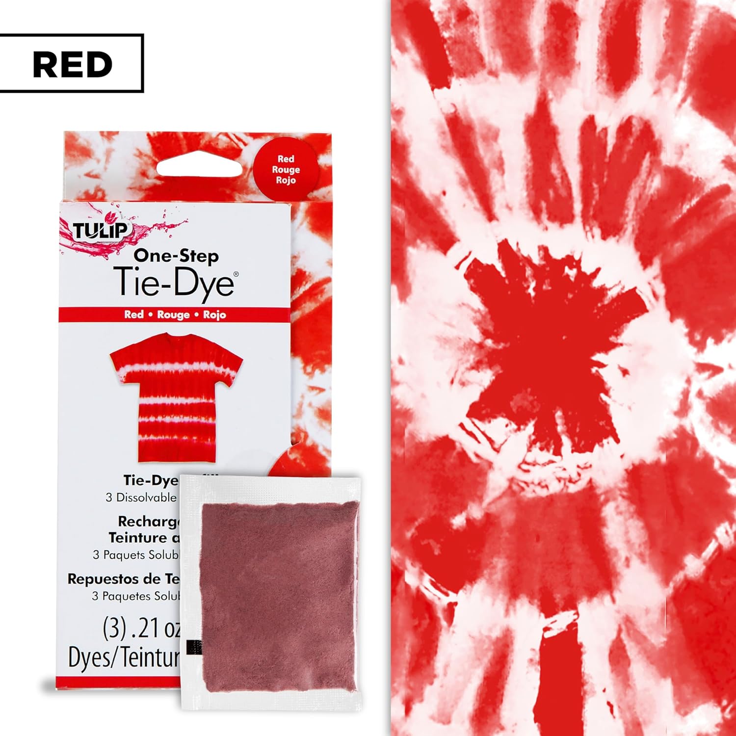 Tulip One-Step Tie-Dye Fabric Dye Refill – Red, 3-Pack