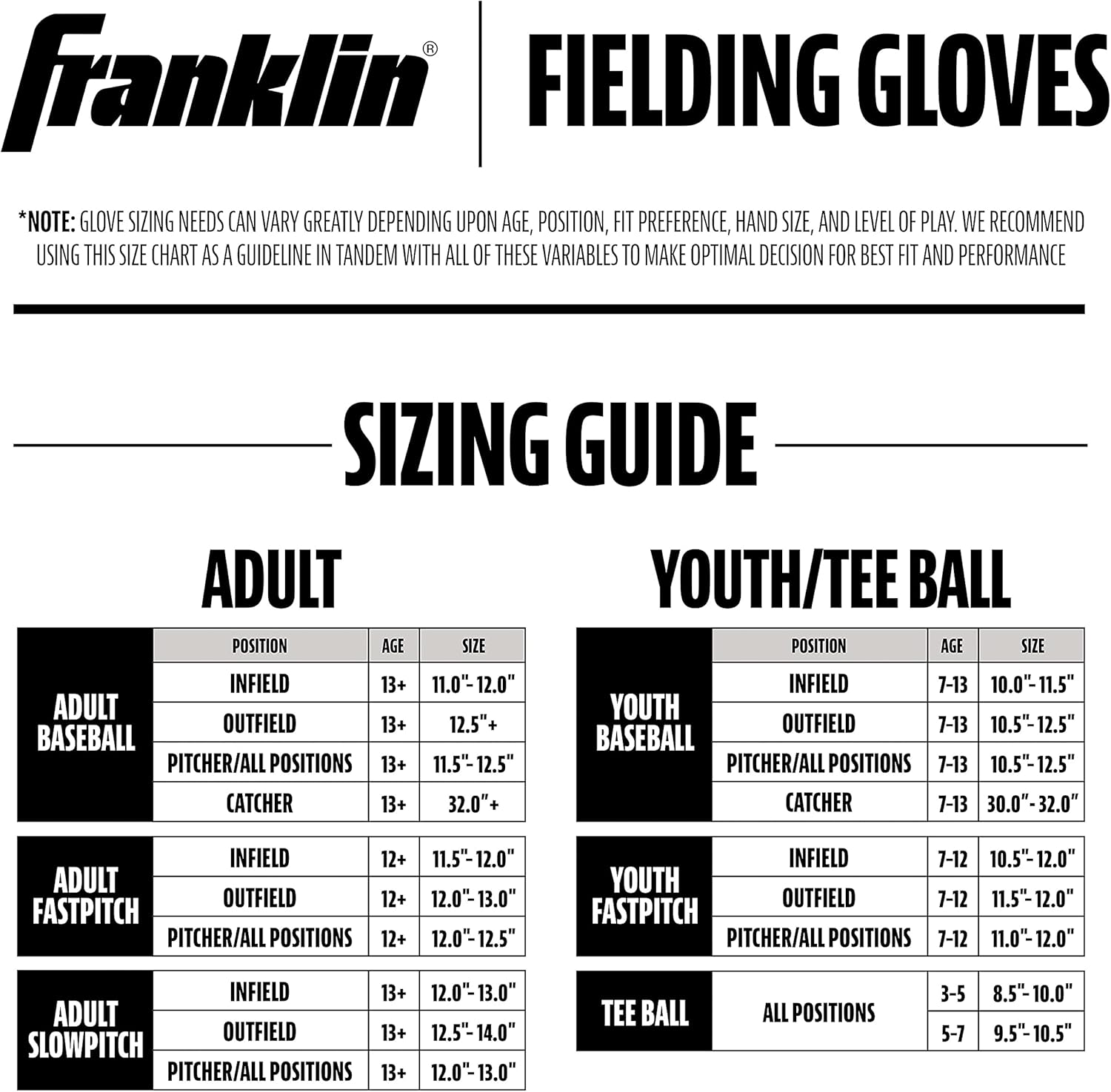 Baseball & Softball Fielding Glove
