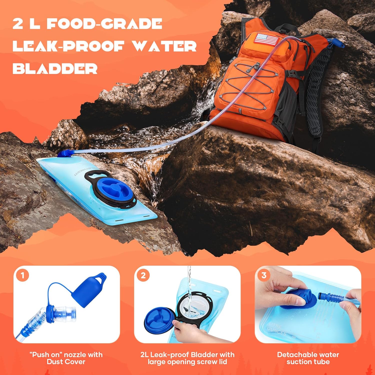 Lightweight Hydration Hiking Backpack with Water Bladder