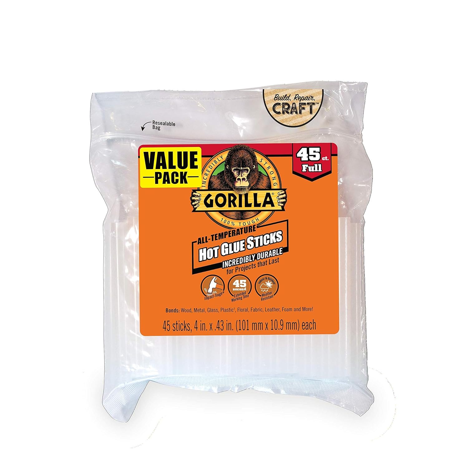 Full-Size Multi-Temperature Hot Glue Sticks – 4 Inch, 45 Pack