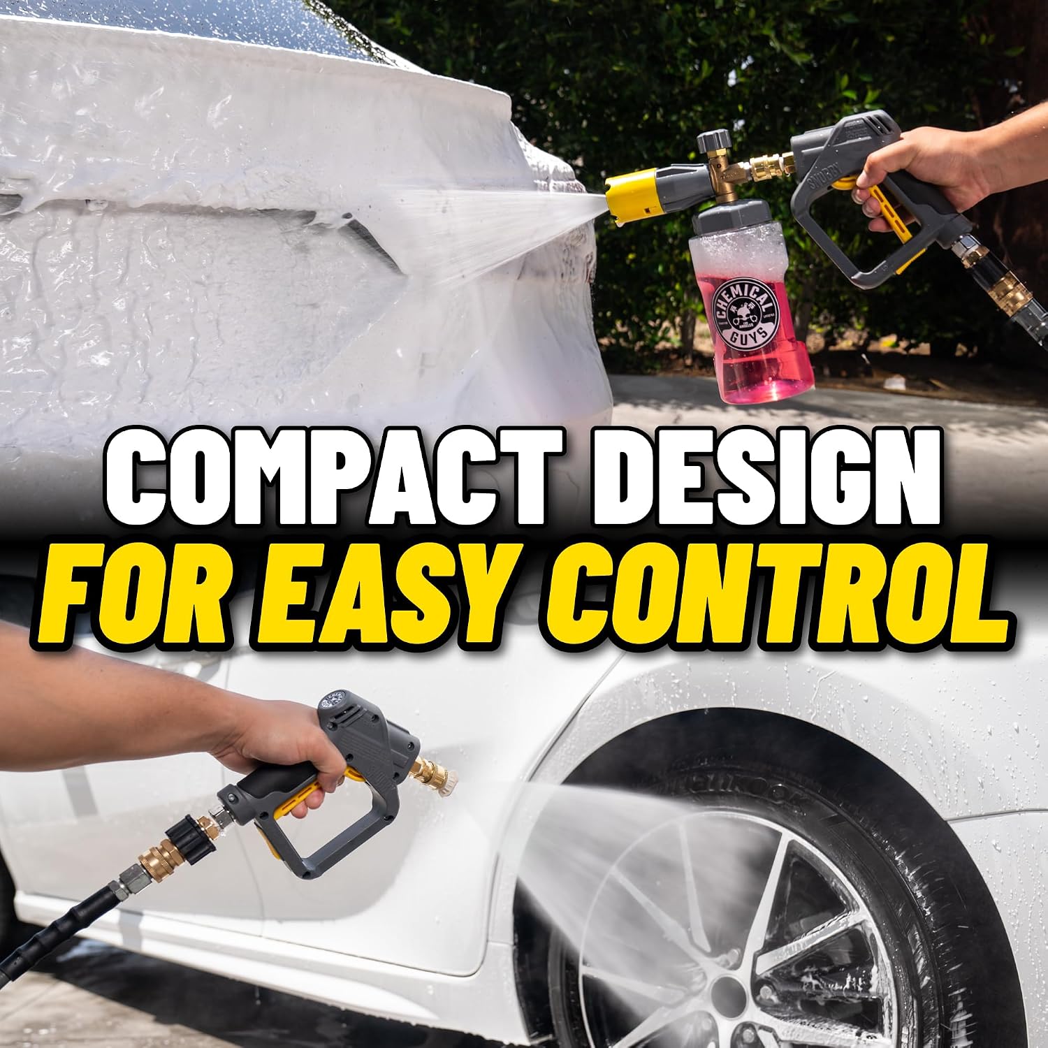Short Pressure Washer Gun with Foam Cannon Attachment