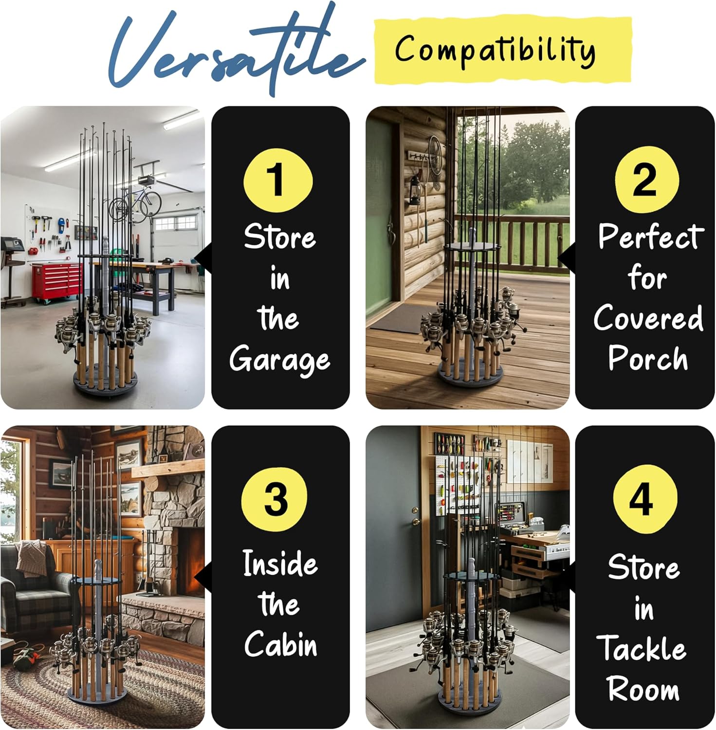 16-Rod Fishing Rod Storage Rack