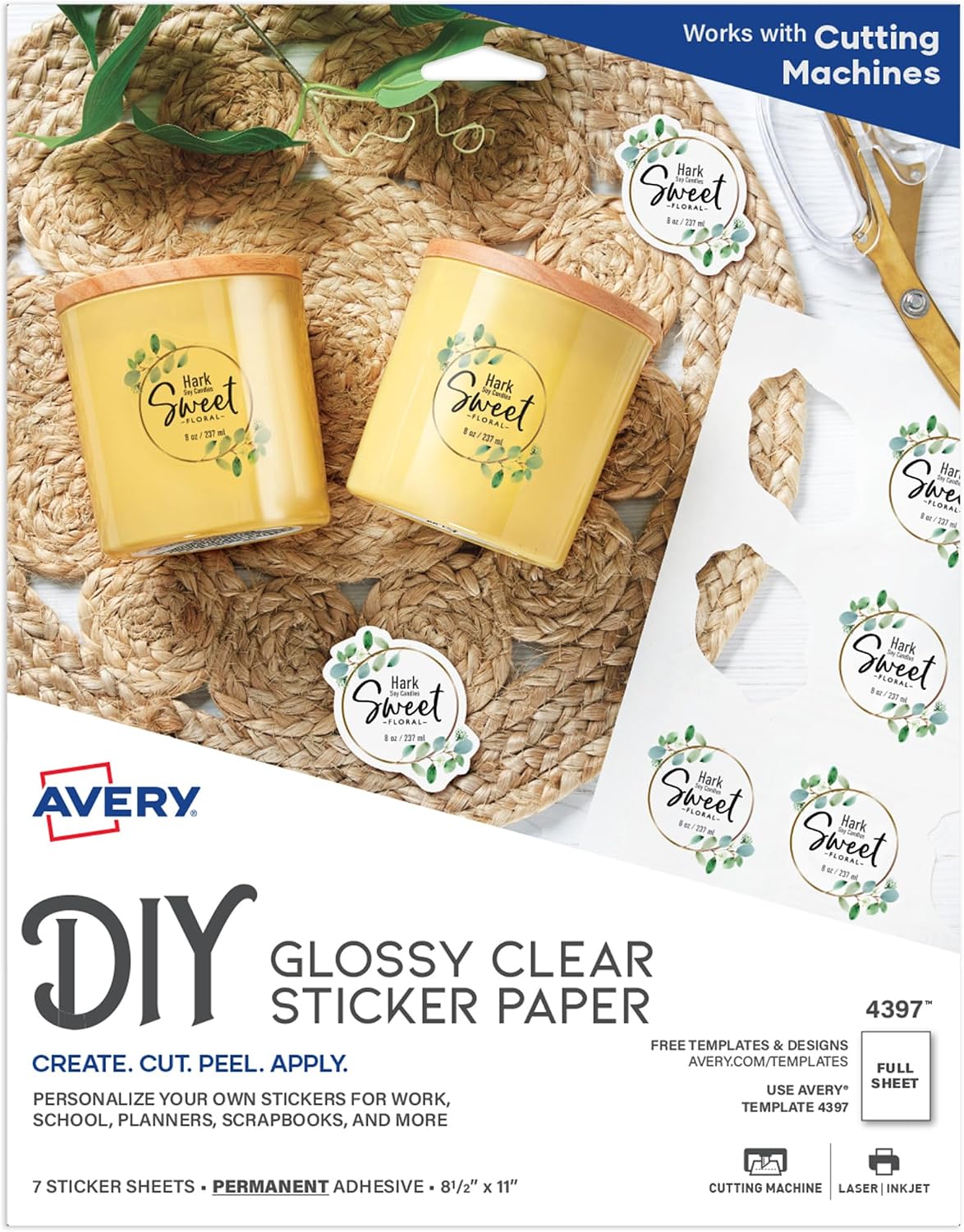 Avery Printable Sticker Paper 8.5" x 11" – Glossy Clear