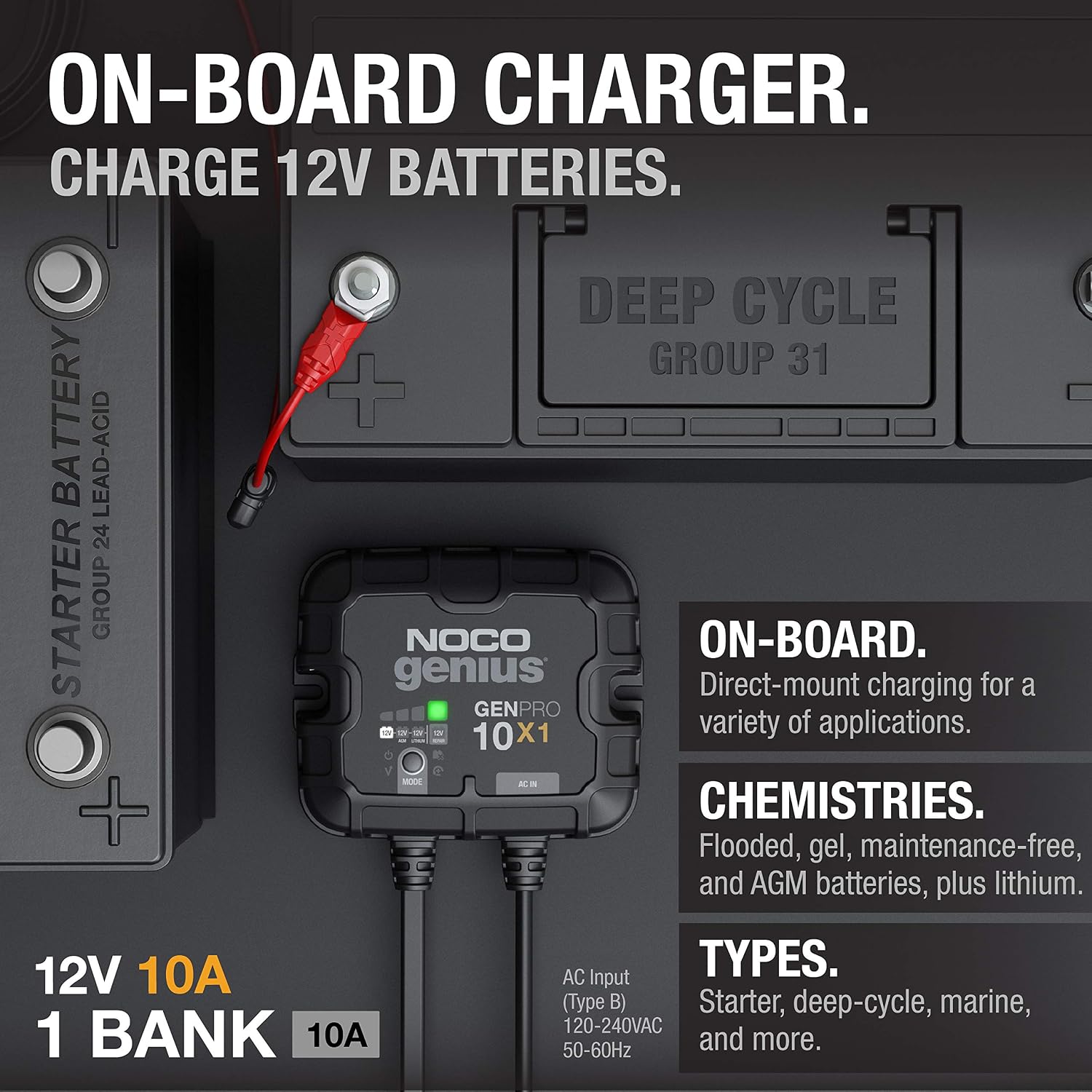 10A Waterproof Onboard Battery Charger