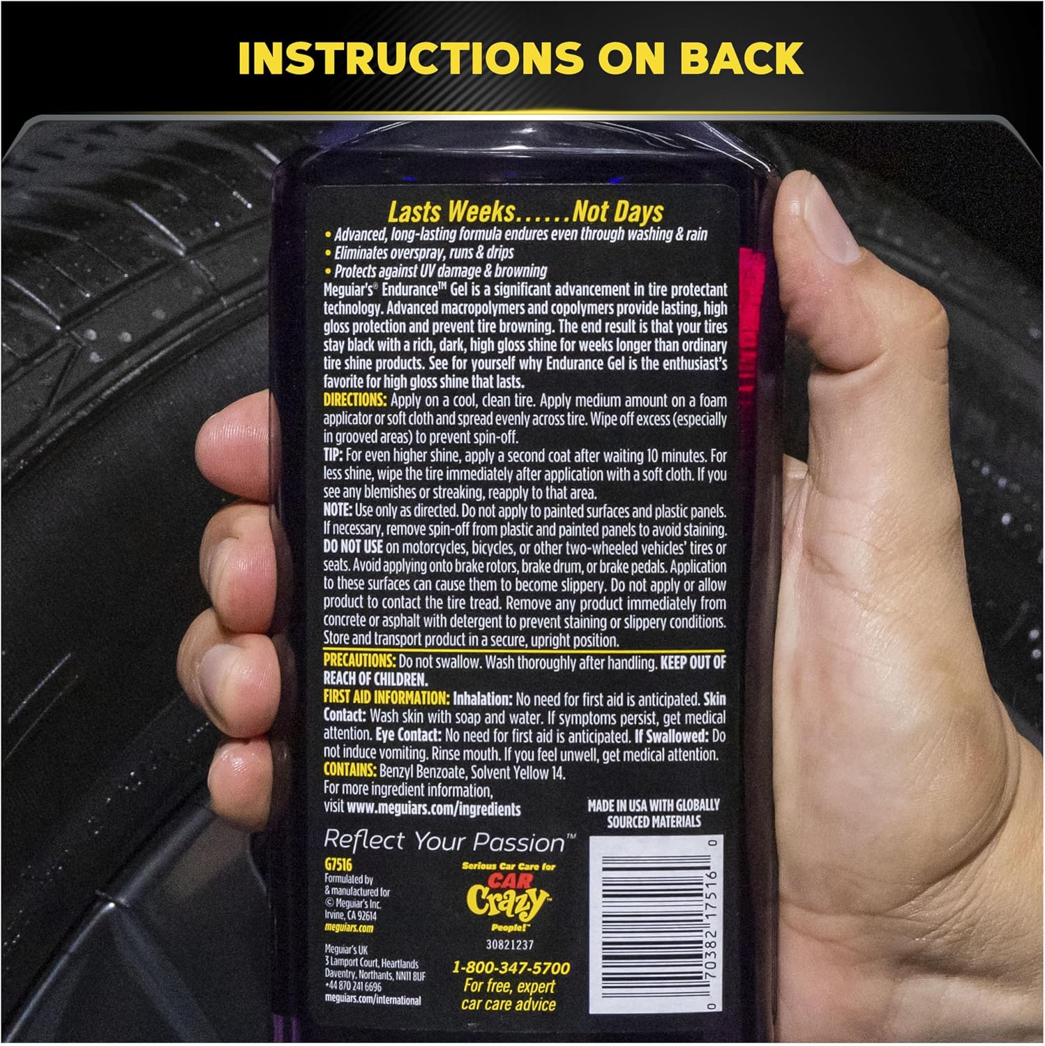 Meguiar’s Endurance Tire Gel – Long-Lasting Tire Shine, 16 Oz