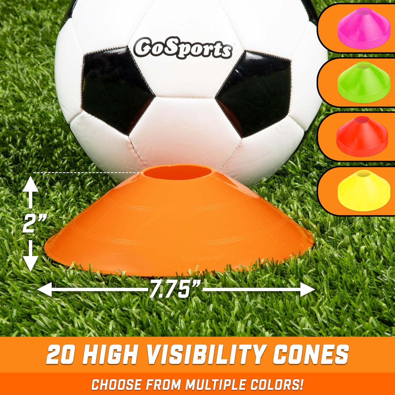 Premium Sports Training Cones 20-Pack with Carry Tote
