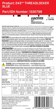 Loctite 243 Blue Oil-Resistant Threadlocker – 6 ml