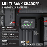 3-Bank 15A Onboard Marine Battery Charger