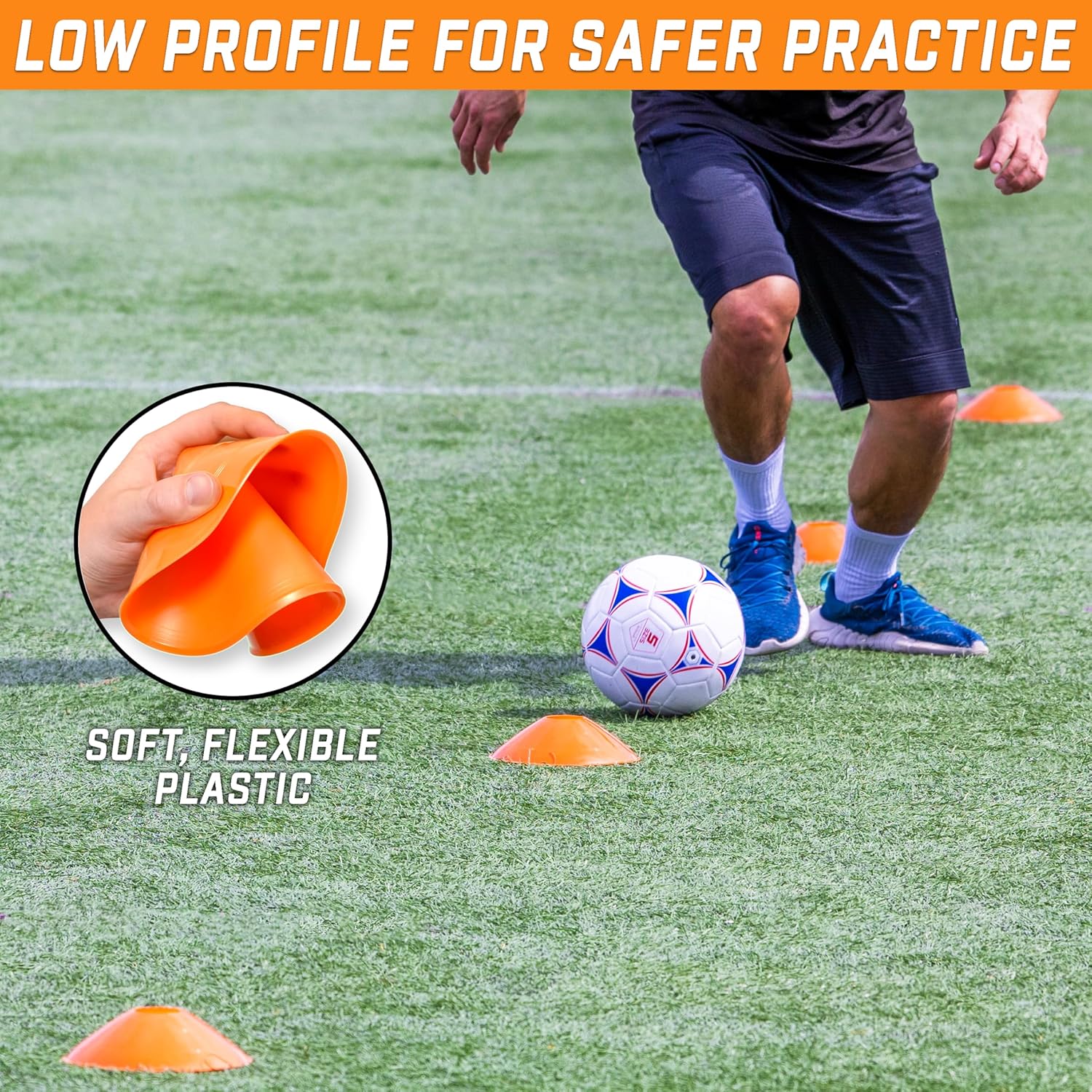 Premium Sports Training Cones 20-Pack with Carry Tote