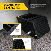 MaxxHaul Rubber Wheel Chocks – Heavy-Duty 2-Pack, 10" x 8" x 6"