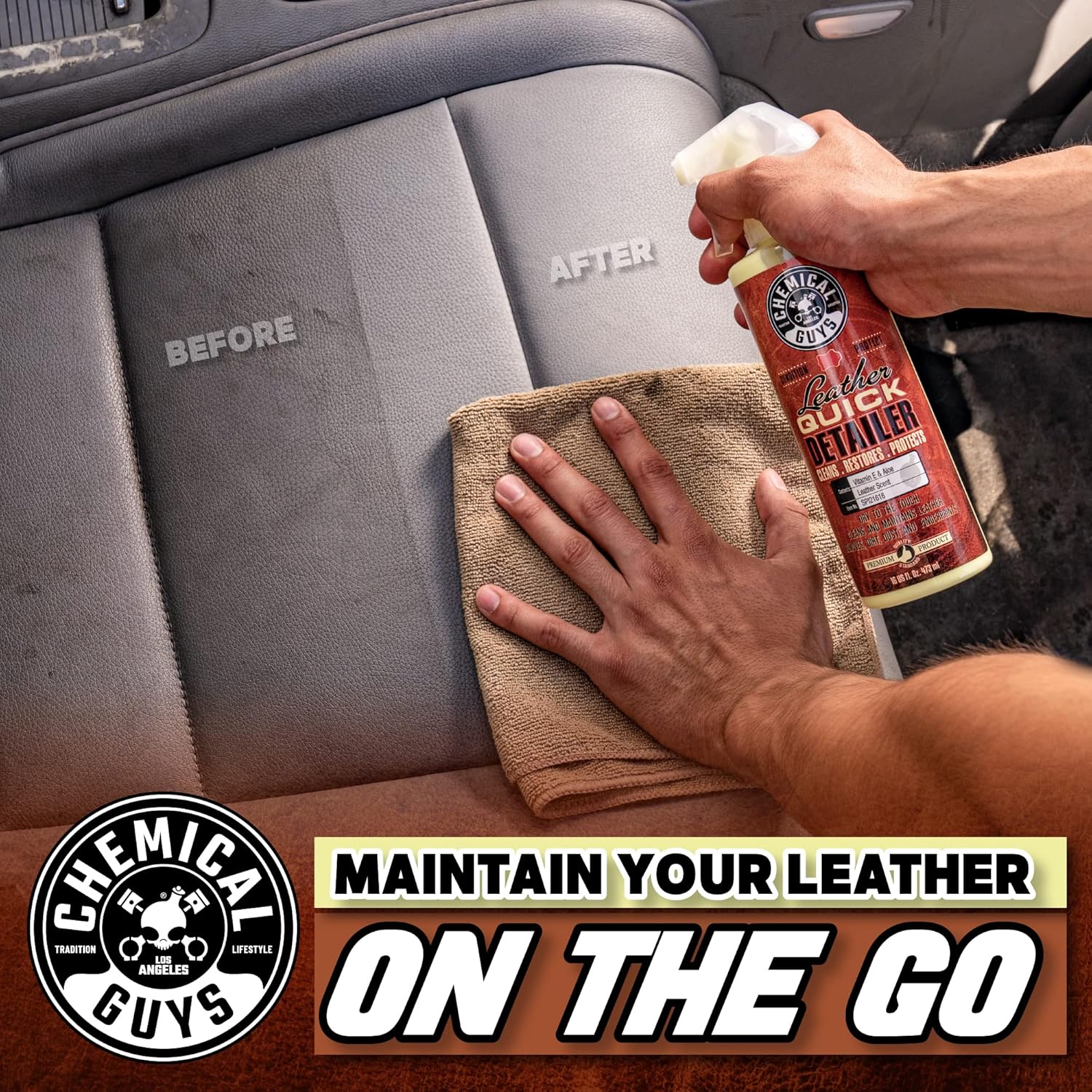 Leather Quick Detailer Cleaner & Conditioner Spray – 16 oz