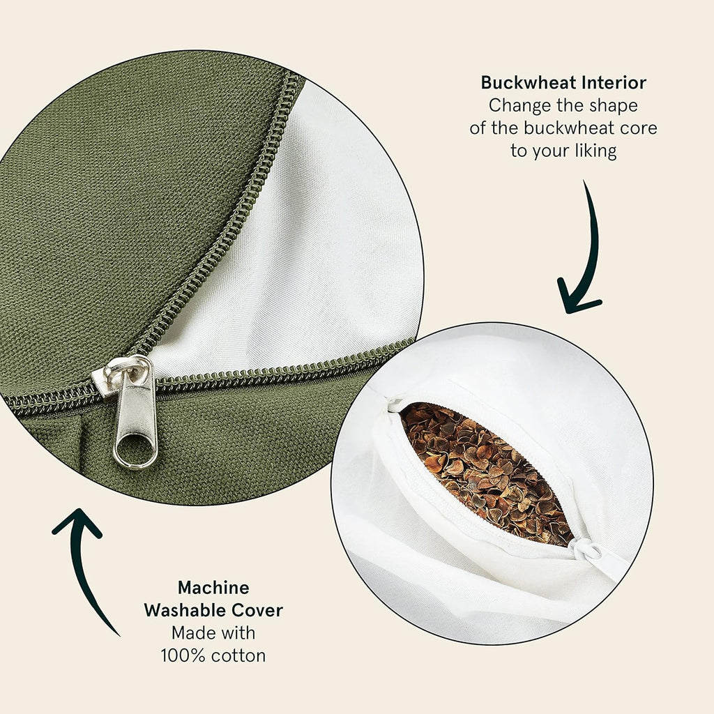 Crescent Meditation Cushion with Buckwheat Hull Fill