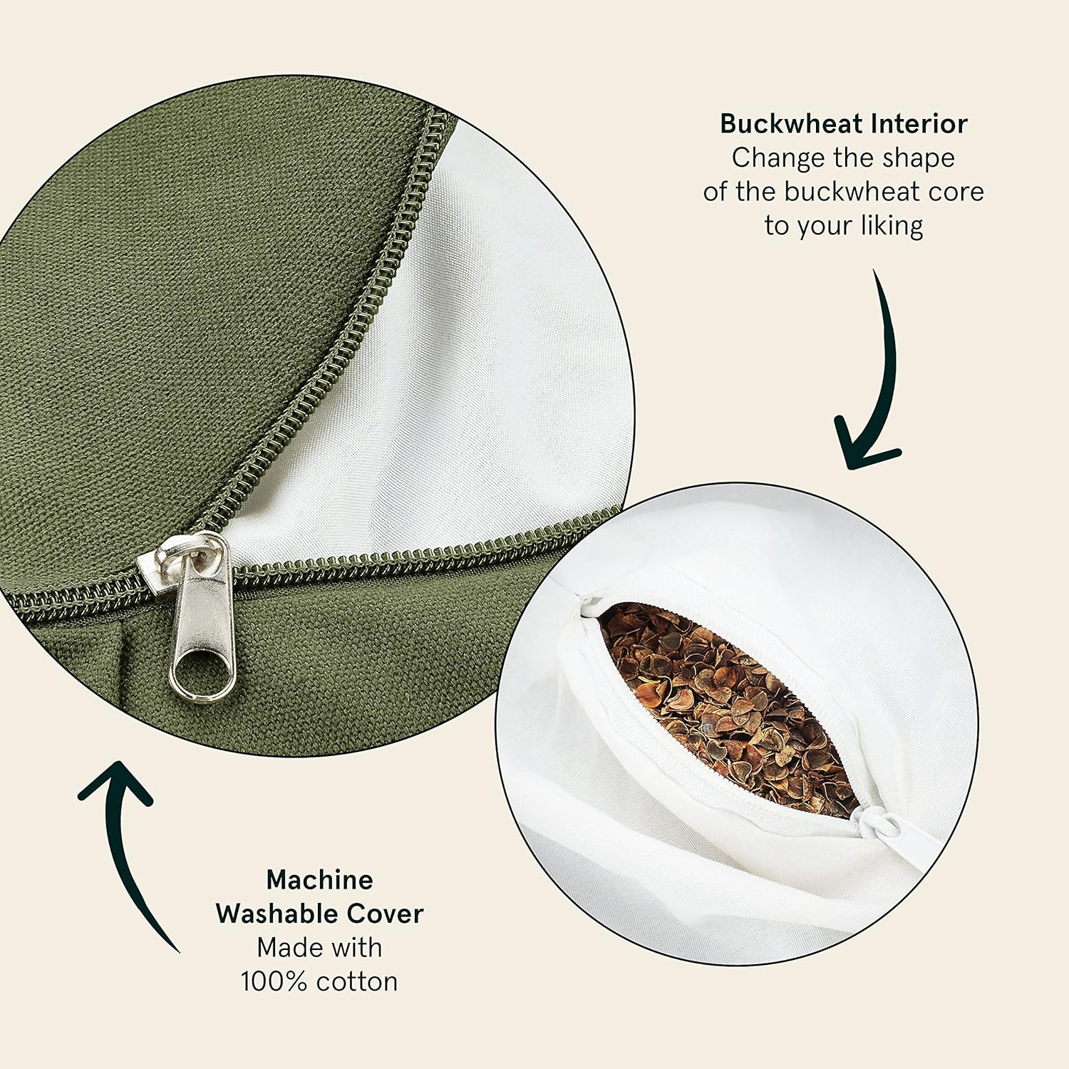 Crescent Meditation Cushion with Buckwheat Hull Fill