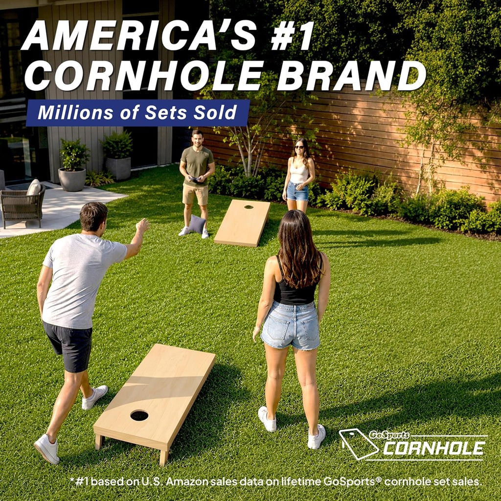 Solid Wood Cornhole Game Set with 8 Toss Bags