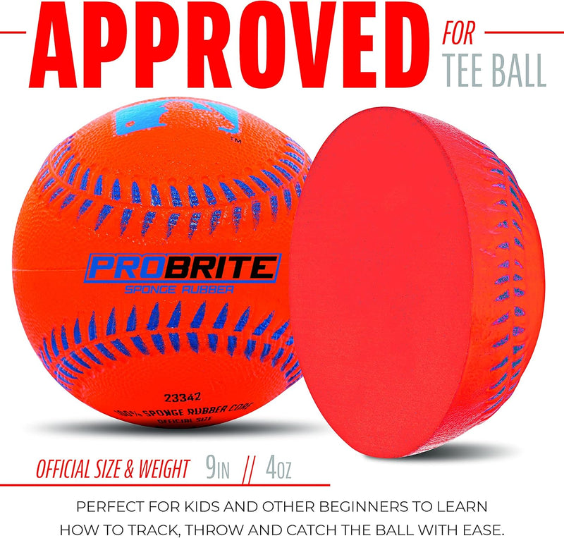 Neon Rubber Teeball for Youth Baseball & Softball