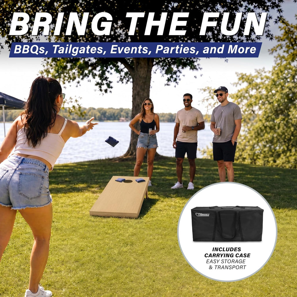 Solid Wood Cornhole Game Set with 8 Toss Bags