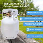 5 lb Steel Propane Tank with Built-In Gauge
