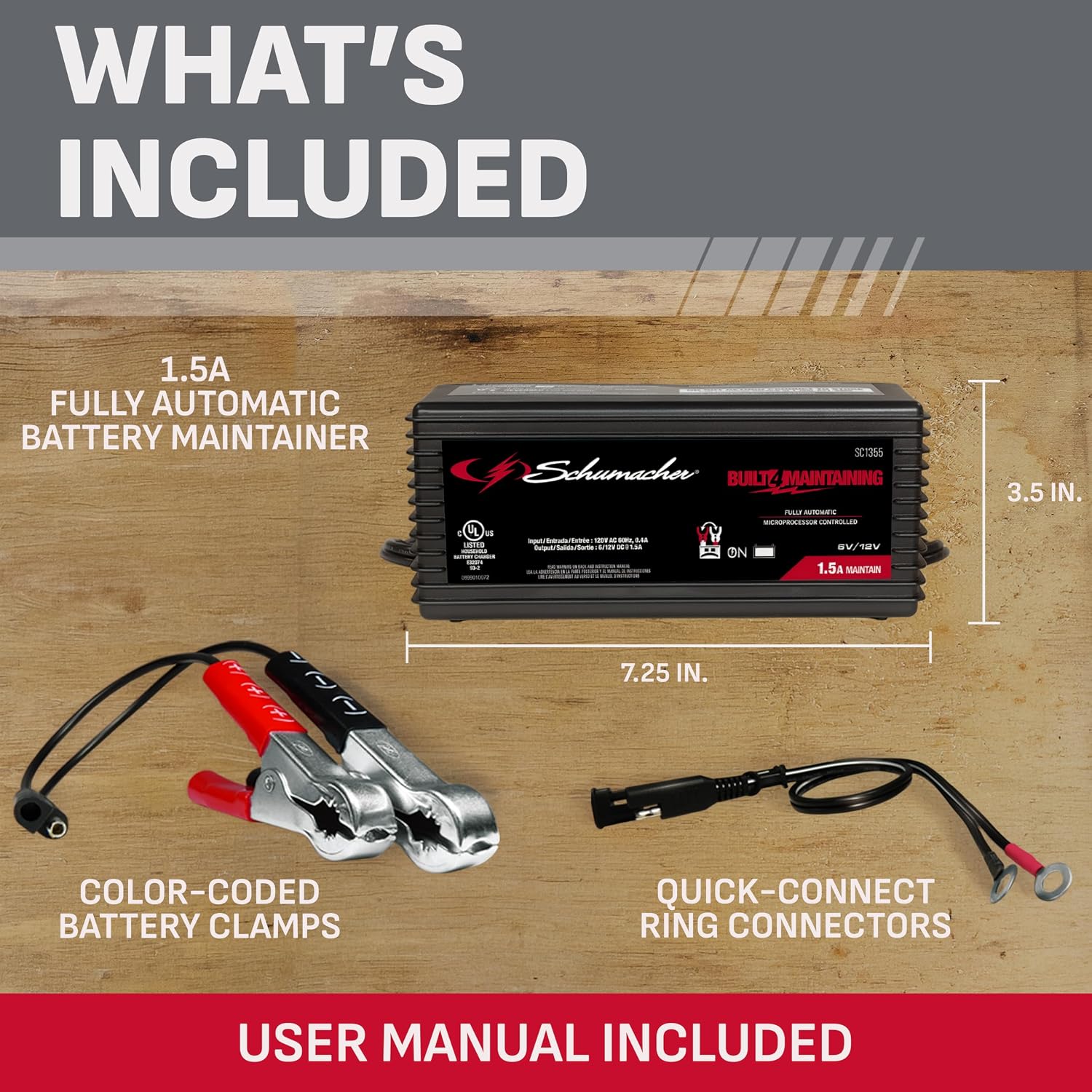 1.5A 6V/12V Automatic Battery Charger & Maintainer