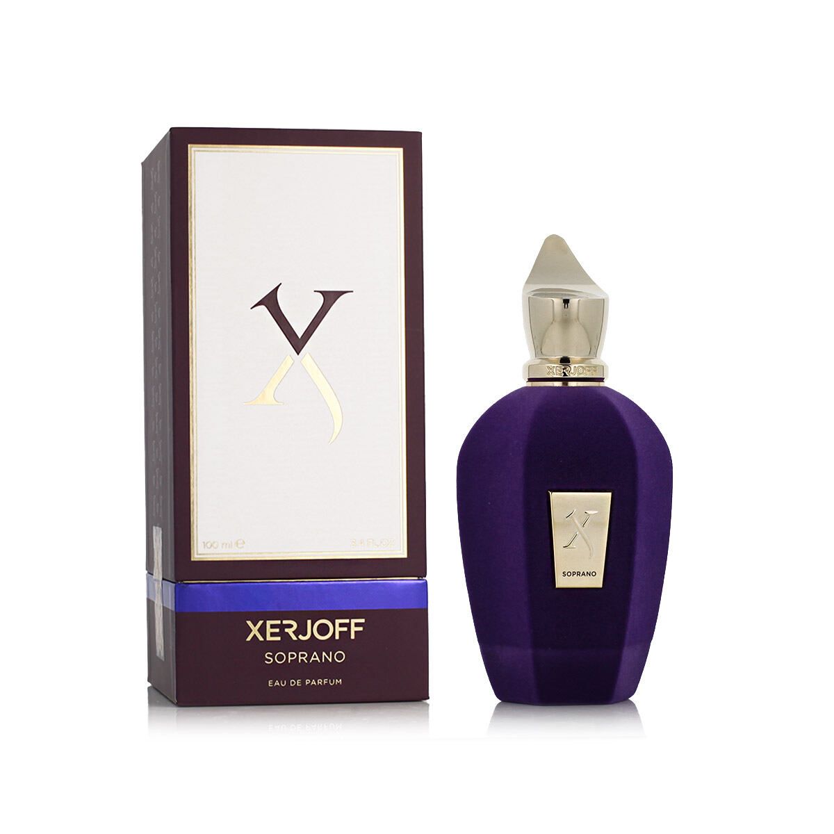 Xerjoff Soprano Eau de Parfum 100ml 3.4 fl oz purple velvet bottle with V Collection box - unisex rose and oud niche perfume