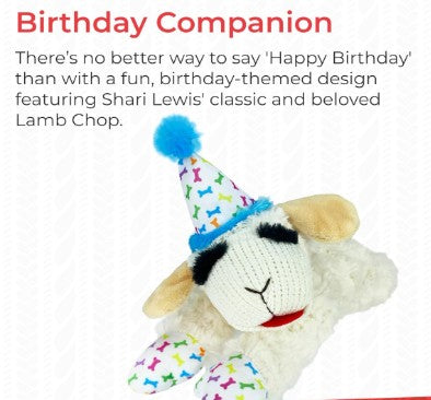 Birthday Plush Lamb Squeaky Dog Toy with 5 Squeakers (10.5 Inch)