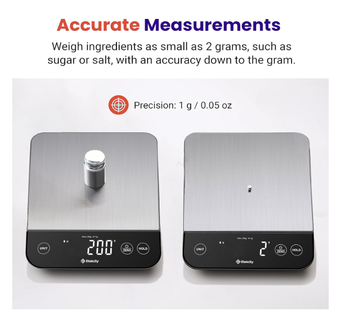 22 lb Rechargeable Digital Kitchen Scale