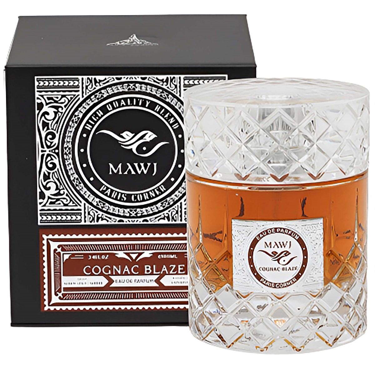 Paris Corner Mawj Cognac Blaze Eau de Parfum 100ml 3.4 fl oz bottle - unisex boozy coffee gourmand perfume