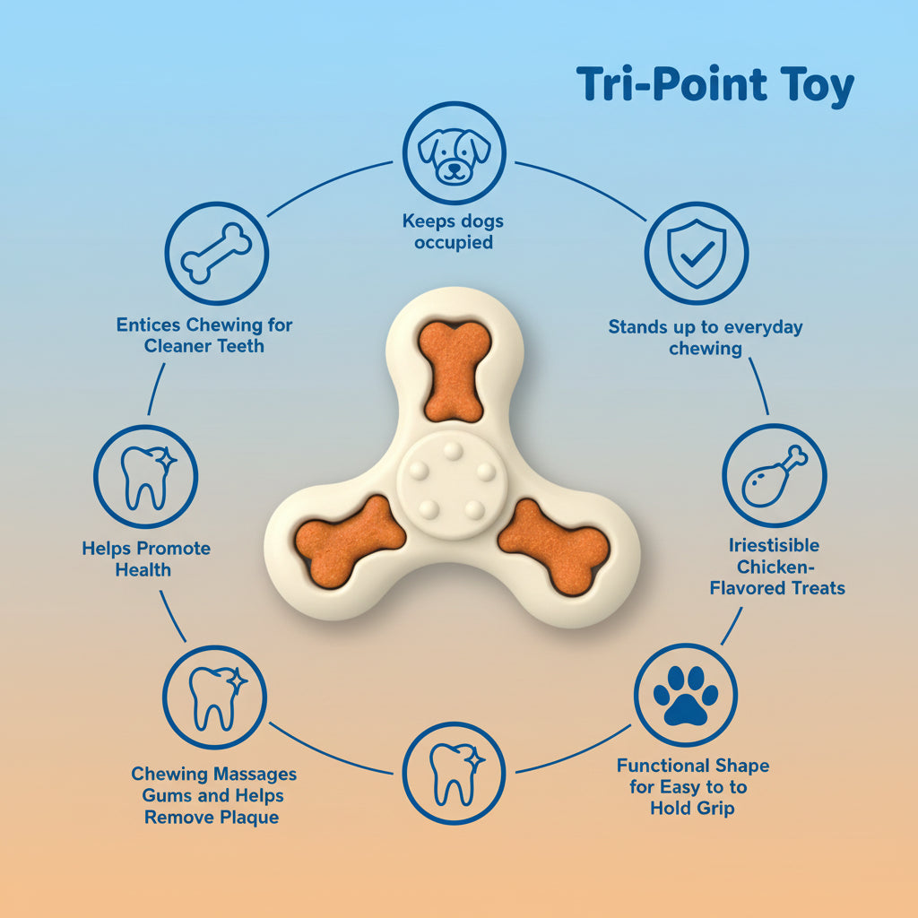 Chicken Flavor Tri-Point Dental Dog Chew Toy – Medium
