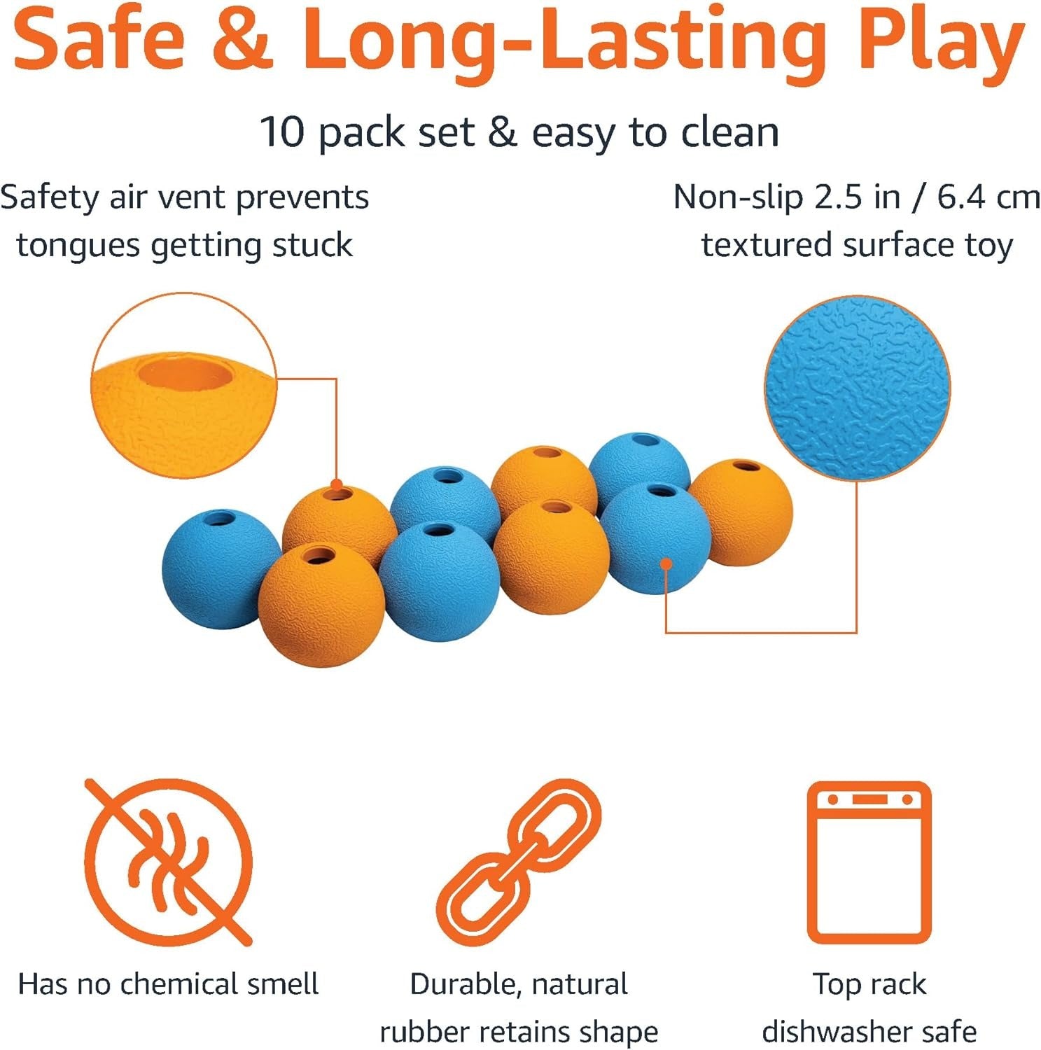 Durable Rubber Dog Toy Balls – 2.5 Inch, 3 Pack