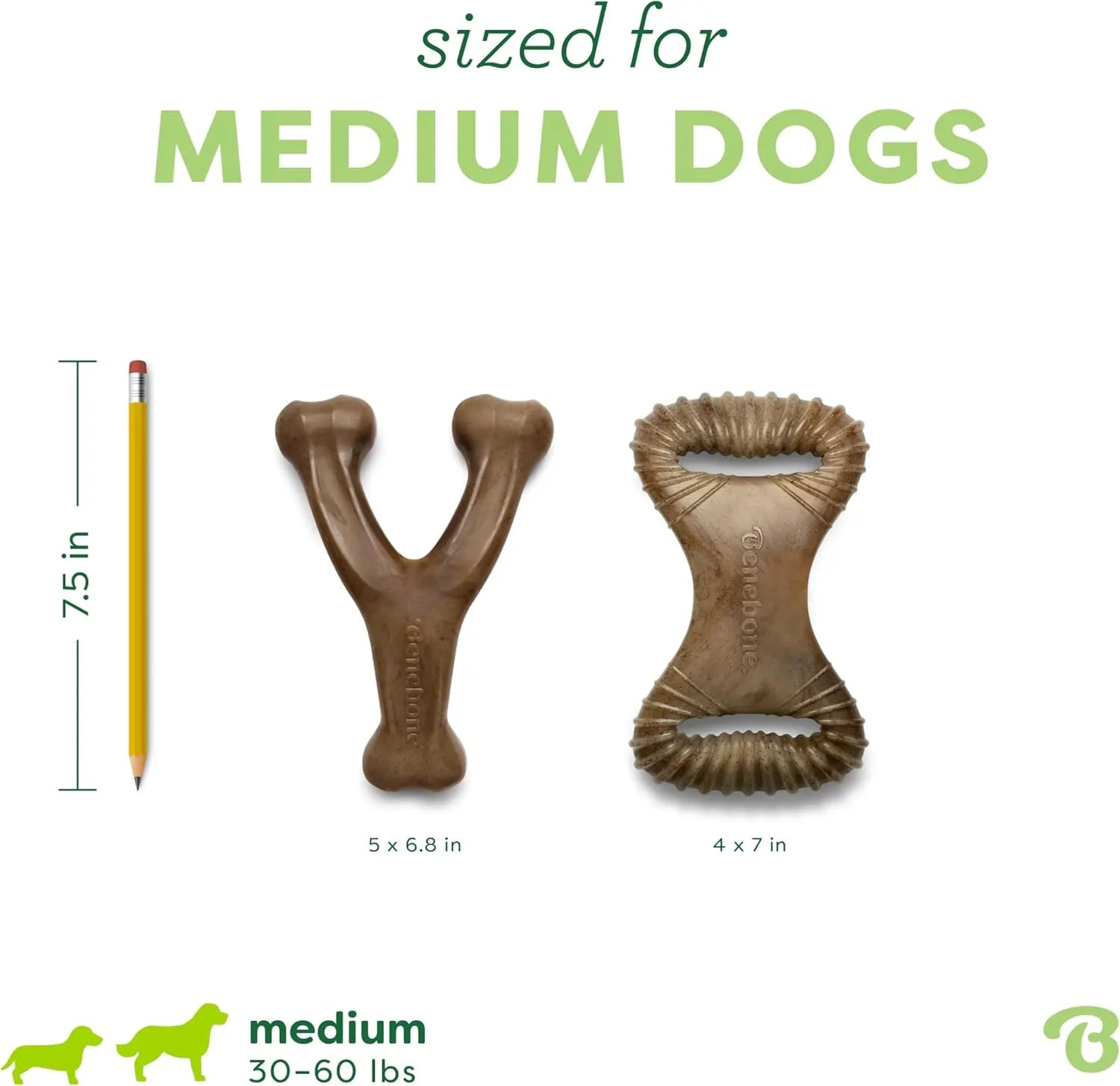 Small Bacon Wishbone & Dental Dog Chew Toy Set (2-Pack)