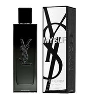 Yves Saint Laurent MYSLF Eau de Parfum 100ml 3.4 fl oz black bottle with YSL logo and box - orange blossom woody fragrance for men
