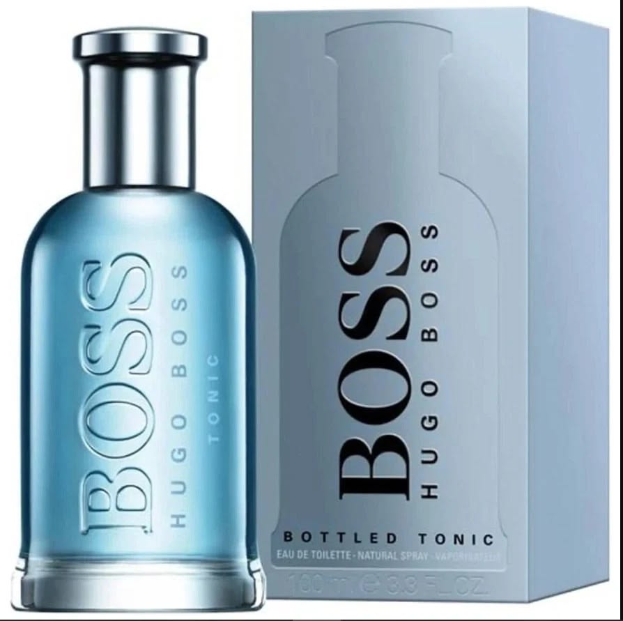 Hugo Boss Boss Bottled Tonic Eau de Toilette 100ml 3.4 oz light blue bottle with silver cap and grey box